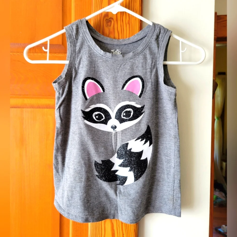 Justice glitter accent Raccoon swing tank top 6/7 6 7